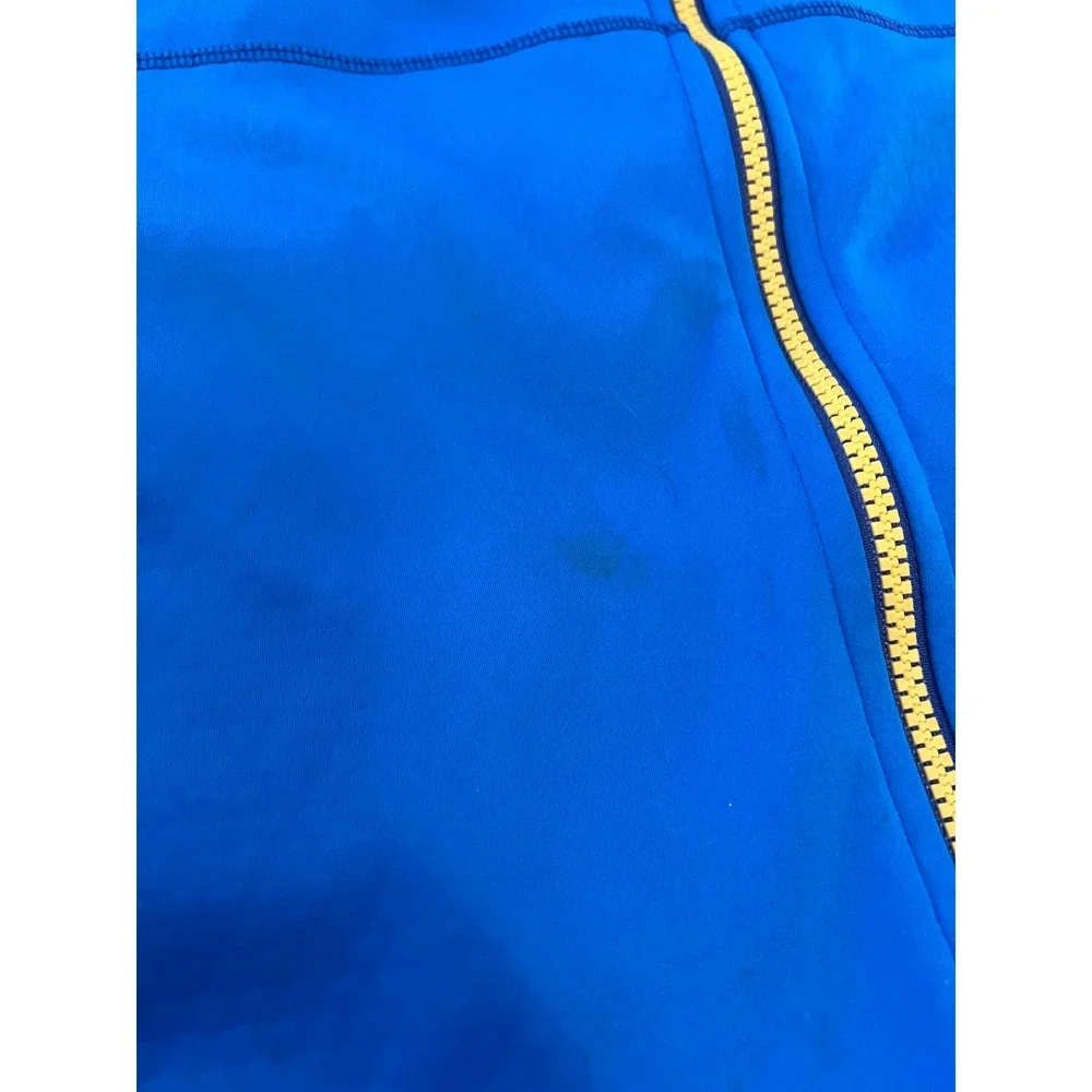 Cabelas Mens 3XL‎ Full Zip Performance Jacket Blue Grid Fleece Outdoor Hiking